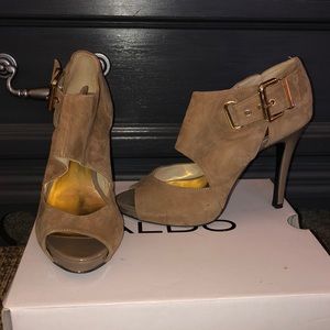 Tan suede heels
